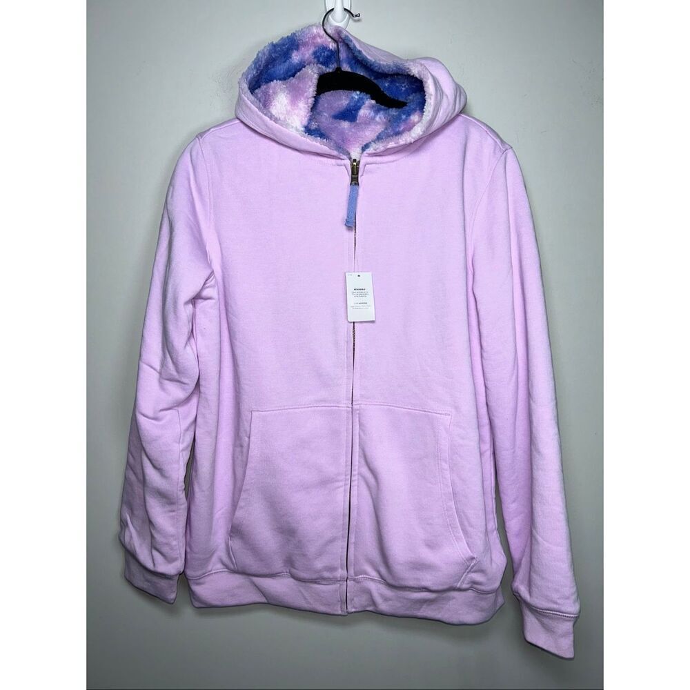 Land’s End reversible zip up fleece hooded jacket size 18H-20H